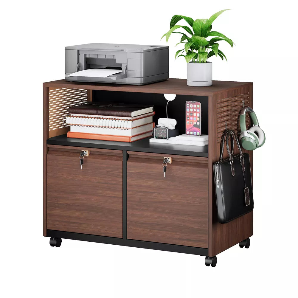 Mlezan 2-Drawer File Cabinet: Metal, Rolling Storage with Shelf. Ideal for Printer, Letter, or A4 Files in Home or Office. Functional and Compact.
