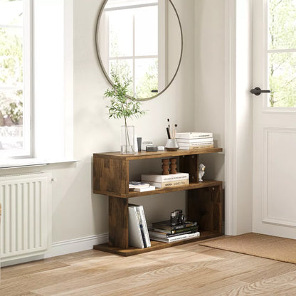 Tree City 24'' Rustic Entryway Console Table Bookcase with Multi-Tier Open Shelves