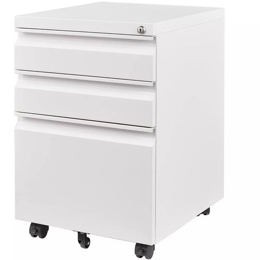 Mlezan Drawer File Cabinet: Mobile, Lockable, with Wheels. Fully Assembled, Metal Cabinet for A4/Letter/Legal Files, Under-Desk Storage.
