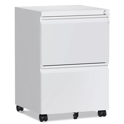 Mlezan 2-Drawer File Cabinet: Mobile, Lockable, with Wheels. Fully Assembled, Metal Cabinet for A4/Letter/Legal Files, Under-Desk Storage.