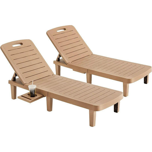 UDPATIO Oversized Outdoor Chairse Lounge Chair Set of 2, 5-Level Adjustment Backrest for Pool Beach Garden