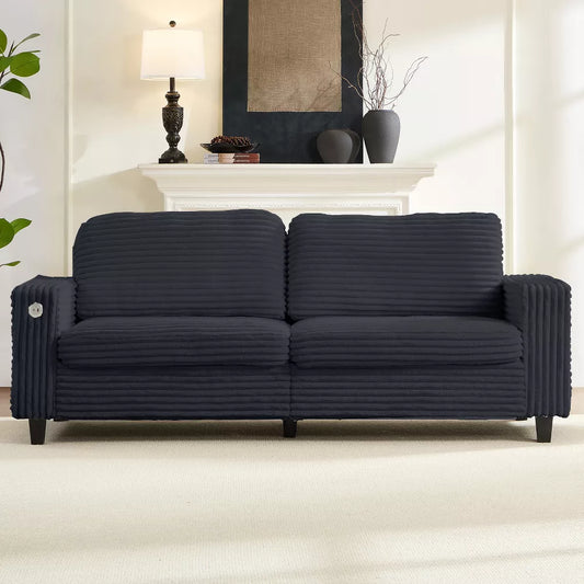 84" Oversized Loveseat Sofa Couch with USB&Type-C Charging Port, Compact 2-Seater Couch with Side Pocket,Ergonomic Design Soft Sofa