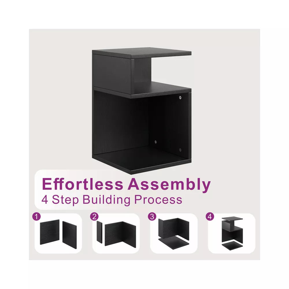 20'' S-Shaped End Table and Bookcase With Open Storage Shelves - Tree City