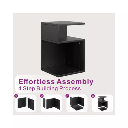 20'' S-Shaped End Table and Bookcase With Open Storage Shelves - Tree City