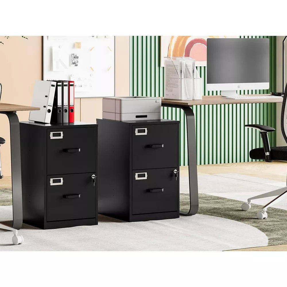 Mlezan 2-Drawer File Cabinet:Lockable Metal Storage for Home or Office. Fits Letter Files, Easy Assembly,Durable and Compact Design