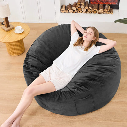 Bean Bag Chairs, Memory Foam Stuffing Bean Bag Chair for Adults, Lazy Sofa Furniture with Removable High-Rebound Memory Foam for Living Room Bedroom