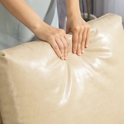 PORKISS Accent Chair, Modern Arm Chair Leather Upholstered Reading Accent Chair with Metal Frame Solid Wood Arm for Living Room Bedroom Sunroom, Khaki