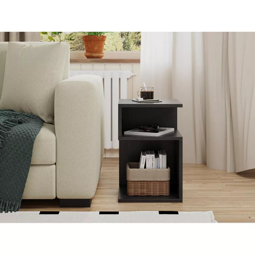 20'' S-Shaped End Table and Bookcase With Open Storage Shelves - Tree City