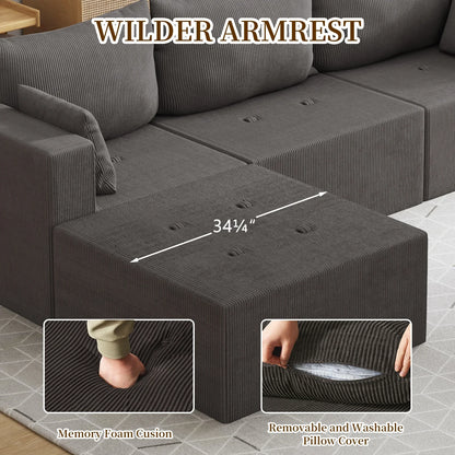 Furniliving 104.25" Modular Sectional Sofa, L-Shape Large Sectional Sofas, Cloud Sectional Sleeper Couch for Living Room, Bedroom, No Assembly Required, Gray