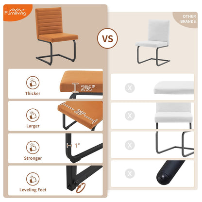 Furniliving Modern Dining Chairs Set of 2, Upholstered Kitchen Chairs with Metal Legs, Armless Accent Chairs for Dining Room Living Room, Bedroom, Brown