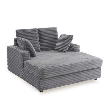 Furniliving Oversized Chaise Lounge Chair Indoor, Upholstered Sofa Bed with Throw Pillows and Armrests, Sleeper Chair for Living Room, Bedroom, Grey