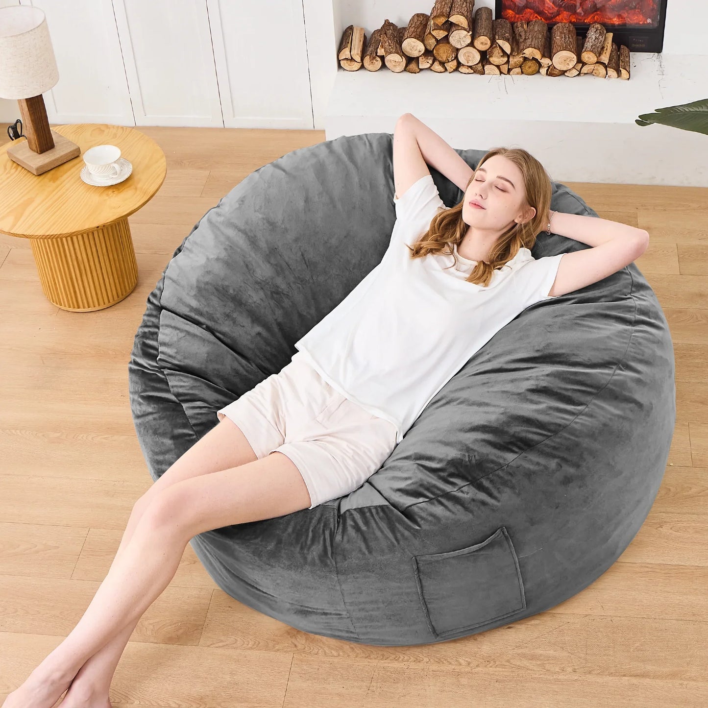 XIECUVA Bean Bag Chair Stuffed Memory Foam for Adults and Kids，Medium Size Beanbag Sofa，3 ft