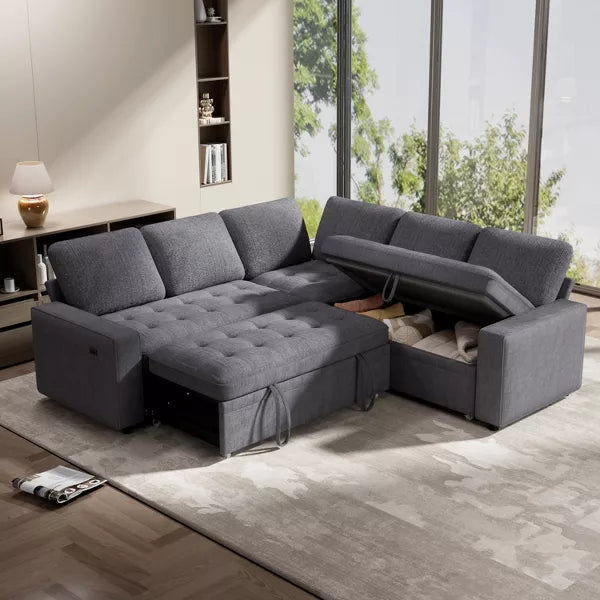 Vipbear 5 Seat Modular Sectional Sofa with USB Ports/Adjustable Backrest/Storage Seats, Tool-Free Assembly