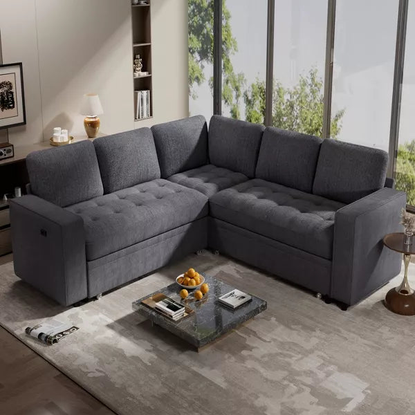 Vipbear 5 Seat Modular Sectional Sofa with USB Ports/Adjustable Backrest/Storage Seats, Tool-Free Assembly