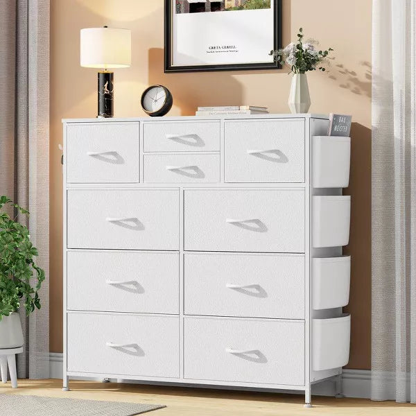 Gikpal 10 Drawers Dresser for Bedroom, Storage Drawer, Cupboards & Cabinets, Side Pockets & Hooks, Sturdy Metal Frame, Kitchen, Dinning Room