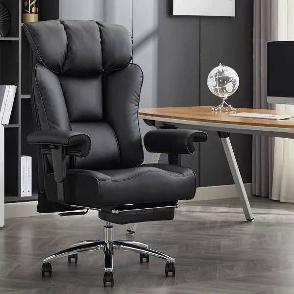 Efomao Ergonomic Office Chair 450LBS with Foot Rest, High Back PU Leather Executive Chair with Lumbar Support and Adjustable Armrests