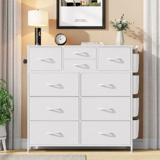 Gikpal 10 Drawers Dresser for Bedroom, Storage Drawer, Cupboards & Cabinets, Side Pockets & Hooks, Sturdy Metal Frame, Kitchen, Dinning Room