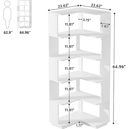Tribesigns 64.9" Corner Bookshelf, 6-Tier Bookcase with Anti-Drop Panel, Freestanding L-Shaped Storage Display Shelf