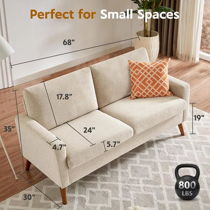 Vipbear 68" Loveseat Sofa,Modern Love Seat Couches for Living Room,Small Couch for Bedroom Office,Comfy Couch with Spring Cushion,Tool-Free Assembly
