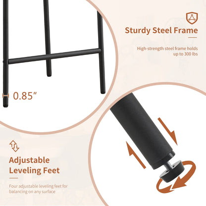 Furniliving Bar Stools Set of 2, Modern Counter Height Bar Stools with Back, Upholstered Bar Height Barstools for Kitchen Counter/Home Bar/Dining Room, Ivory White