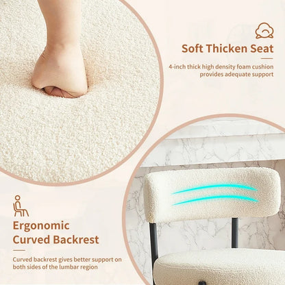 Furniliving Bar Stools Set of 2, Modern Counter Height Bar Stools with Back, Upholstered Bar Height Barstools for Kitchen Counter/Home Bar/Dining Room, Ivory White